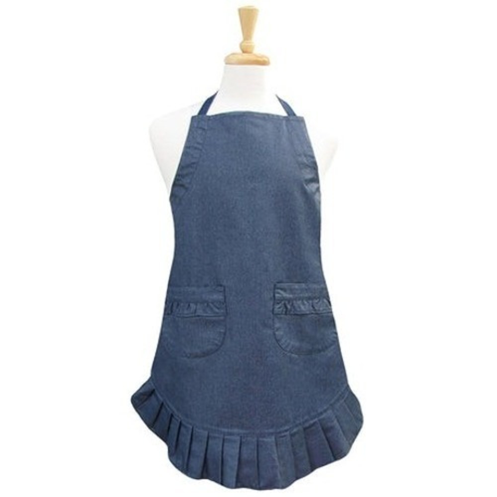 NEW Two Lumps of Sugar Ruffle Apron Women Navy Blue Coated Cotton APR0101-4NVY